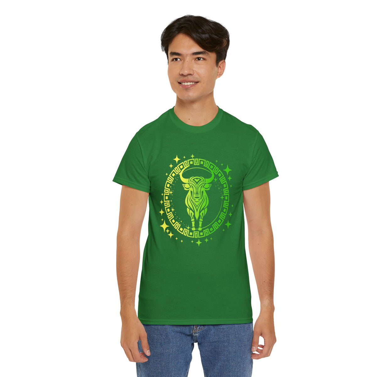Tribal Circle Taurus Bull Unisex Heavy Cotton Tee