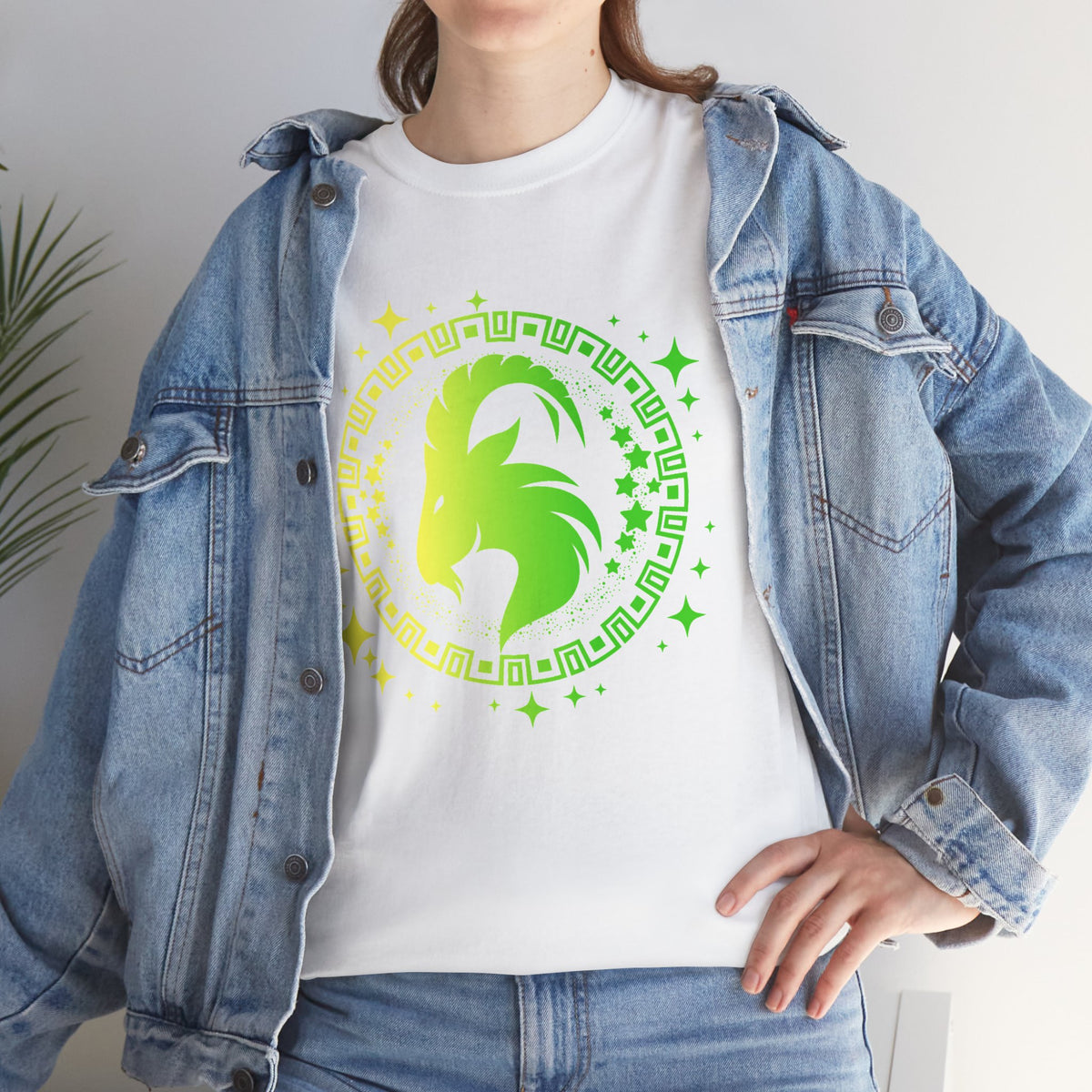 Tribal Circle Capricorn Goat Unisex Heavy Cotton Tee