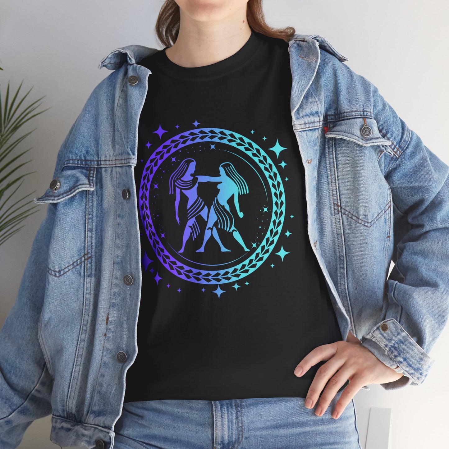 Tribal Circle Gemini Twins Unisex Heavy Cotton Tee