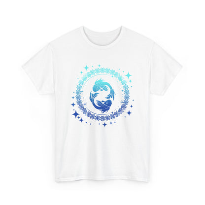 Tribal Circle Pisces Twin Fish Unisex Heavy Cotton Tee