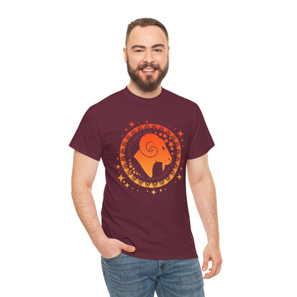 Tribal Circle Aries Ram Unisex Heavy Cotton Tee