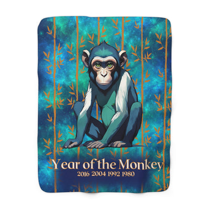 Azure Galaxy Monkey Sherpa Fleece Blanket