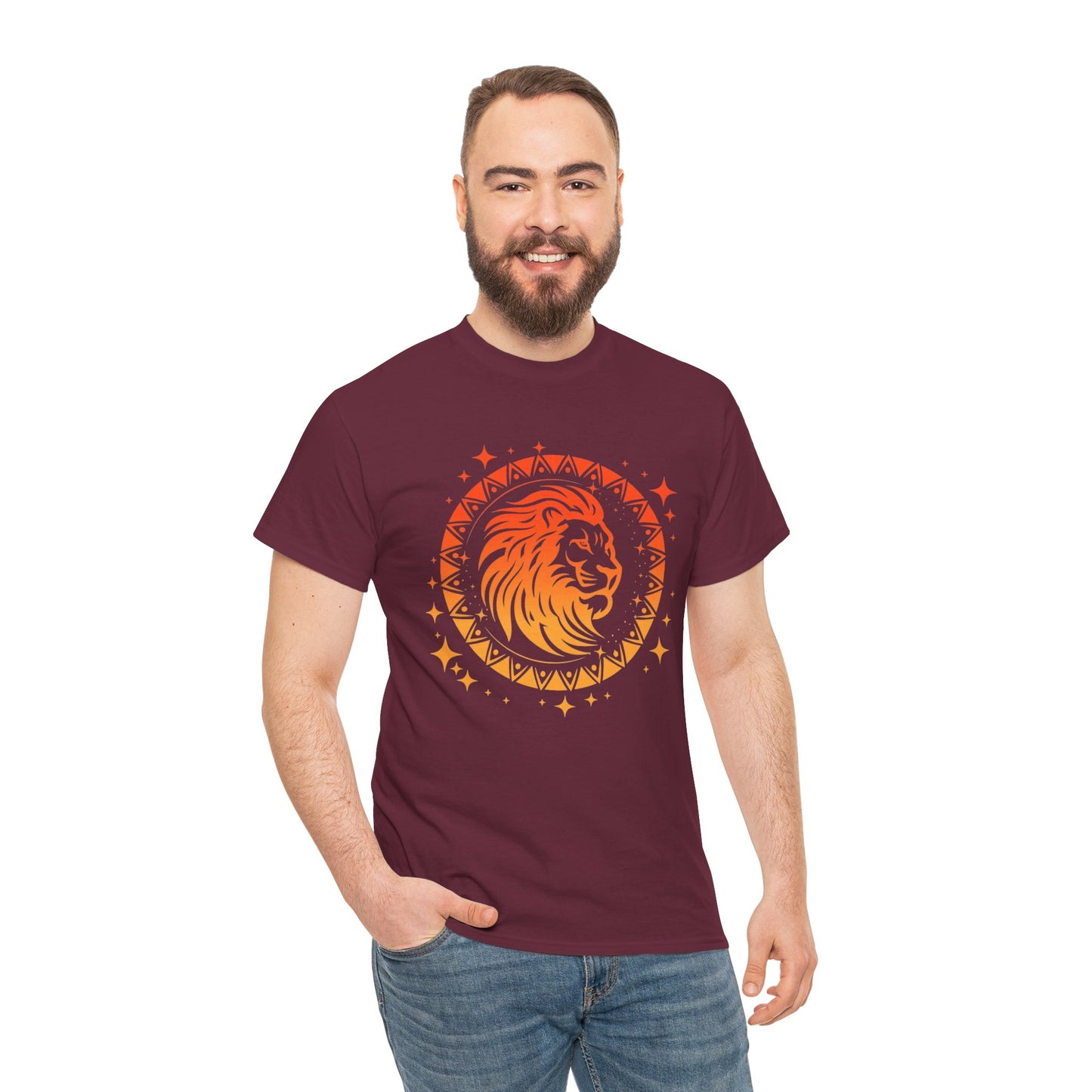 Tribal Circle Leo Lion Unisex Heavy Cotton Tee