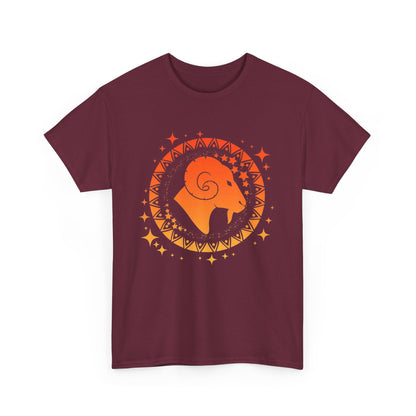 Tribal Circle Aries Ram Unisex Heavy Cotton Tee