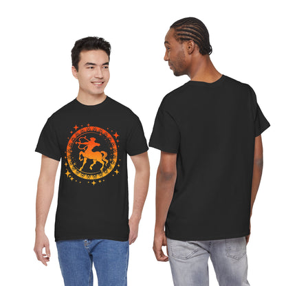 Tribal Circle Sagittarius Archer Unisex Heavy Cotton Tee