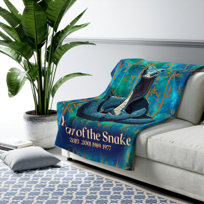Azure Galaxy Snake Sherpa Fleece Blanket