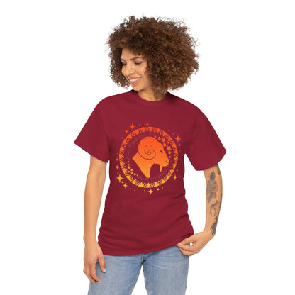 Tribal Circle Aries Ram Unisex Heavy Cotton Tee