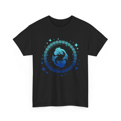 Tribal Circle Pisces Twin Fish Unisex Heavy Cotton Tee