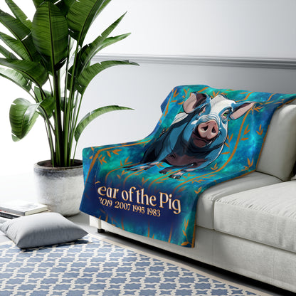 Azure Galaxy Pig Sherpa Fleece Blanket
