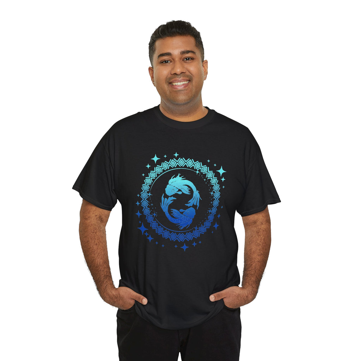 Tribal Circle Pisces Twin Fish Unisex Heavy Cotton Tee