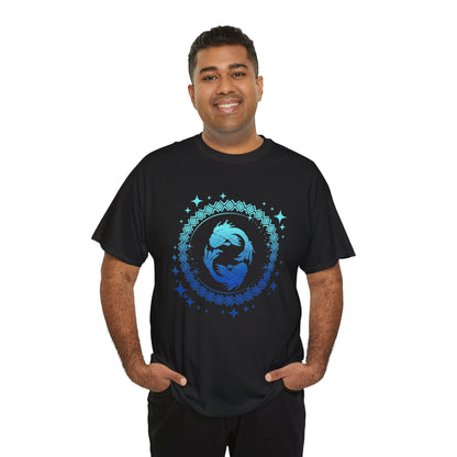 Tribal Circle Pisces Twin Fish Unisex Heavy Cotton Tee