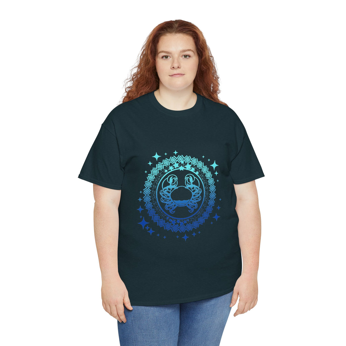 Tribal Circle Cancer Crab Unisex Heavy Cotton Tee