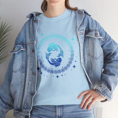 Tribal Circle Pisces Twin Fish Unisex Heavy Cotton Tee