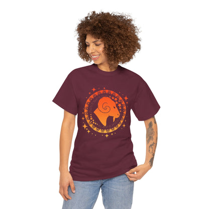 Tribal Circle Aries Ram Unisex Heavy Cotton Tee