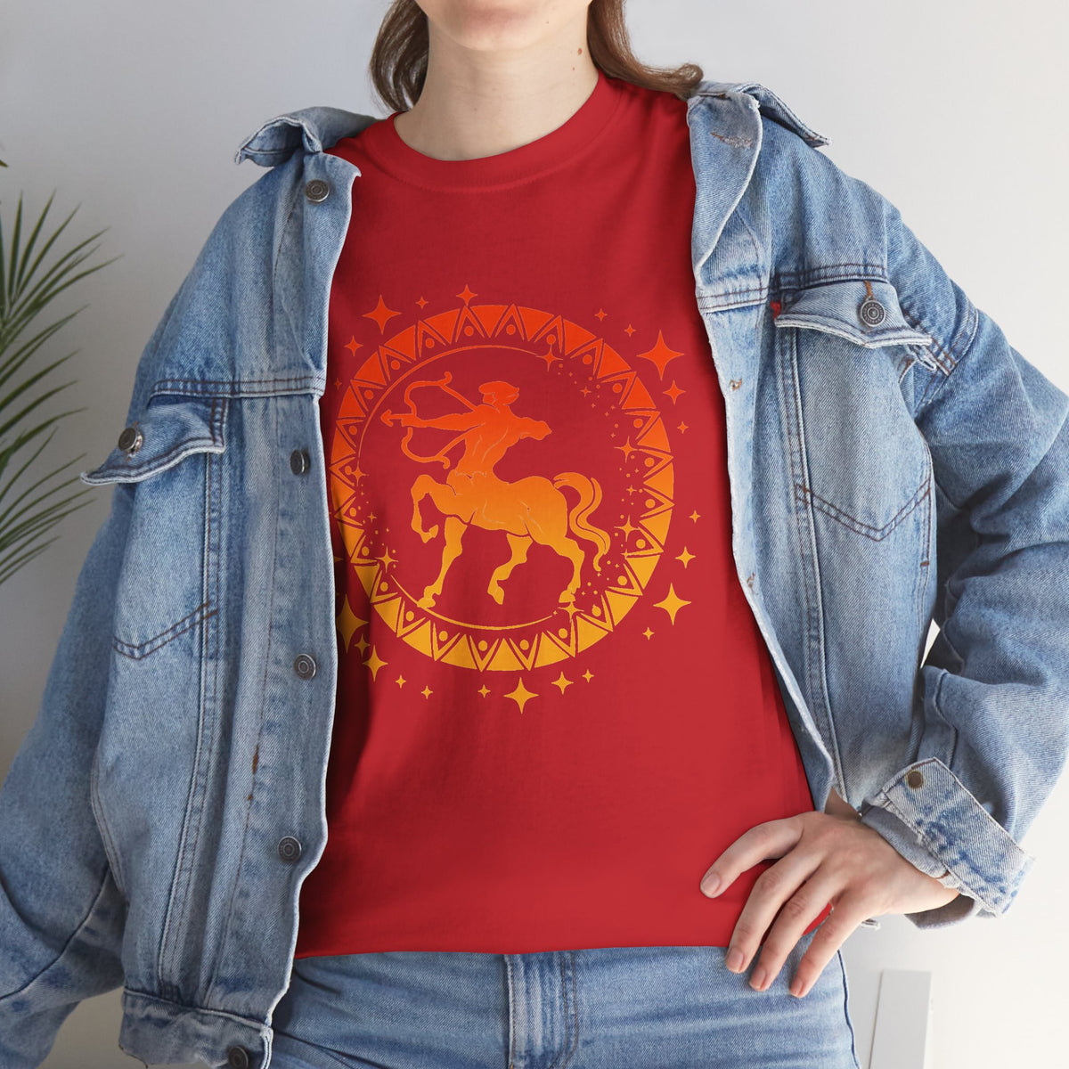 Tribal Circle Sagittarius Archer Unisex Heavy Cotton Tee