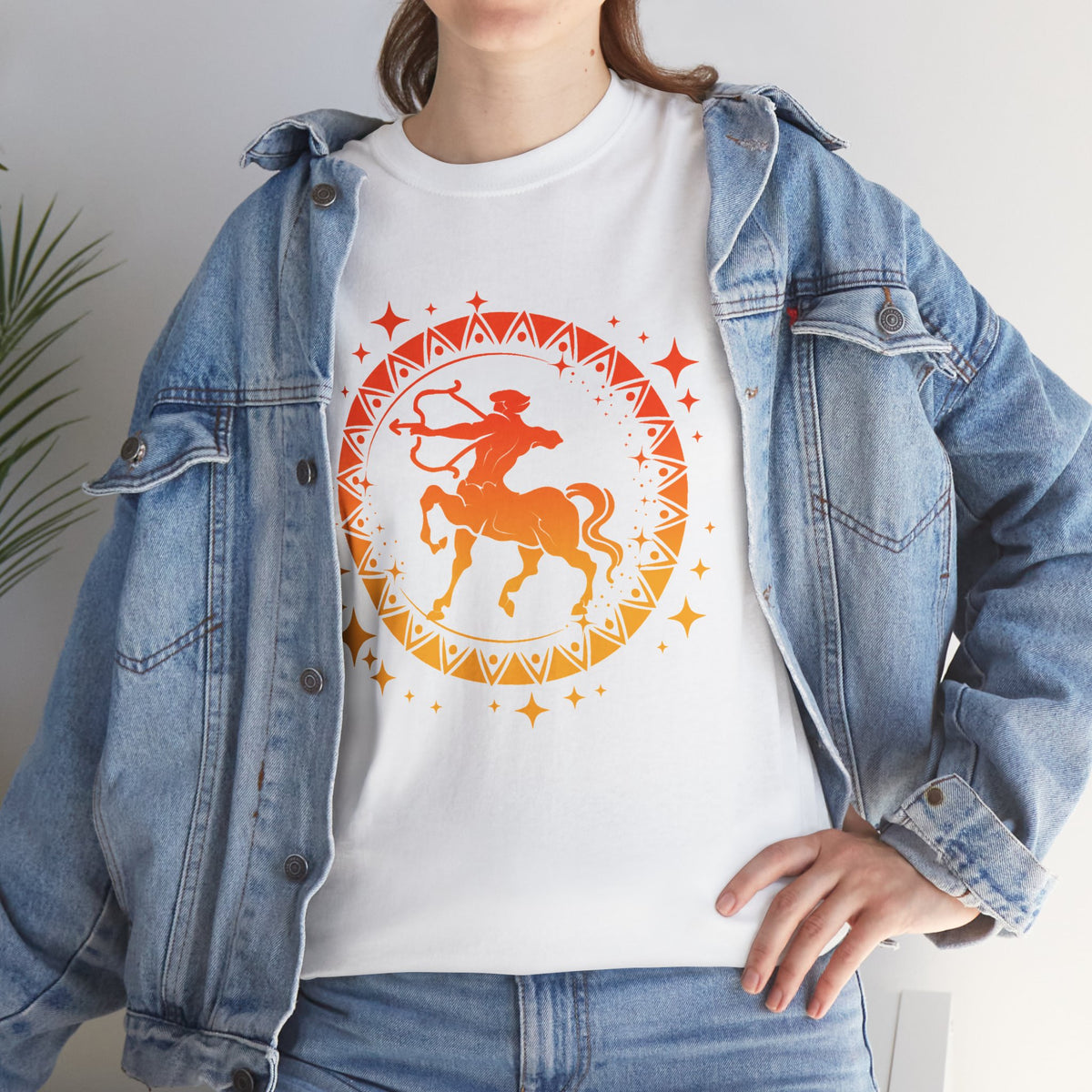 Tribal Circle Sagittarius Archer Unisex Heavy Cotton Tee