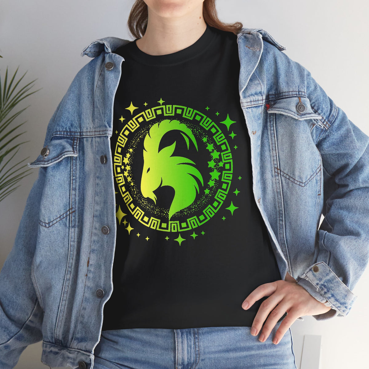 Tribal Circle Capricorn Goat Unisex Heavy Cotton Tee