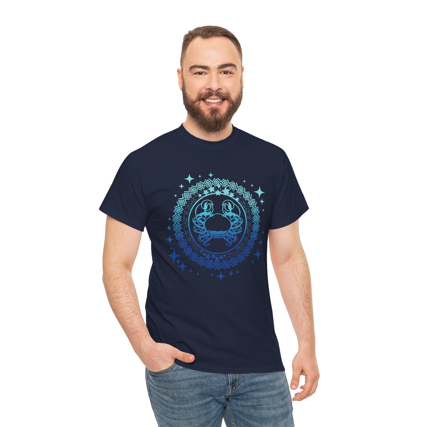 Tribal Circle Cancer Crab Unisex Heavy Cotton Tee