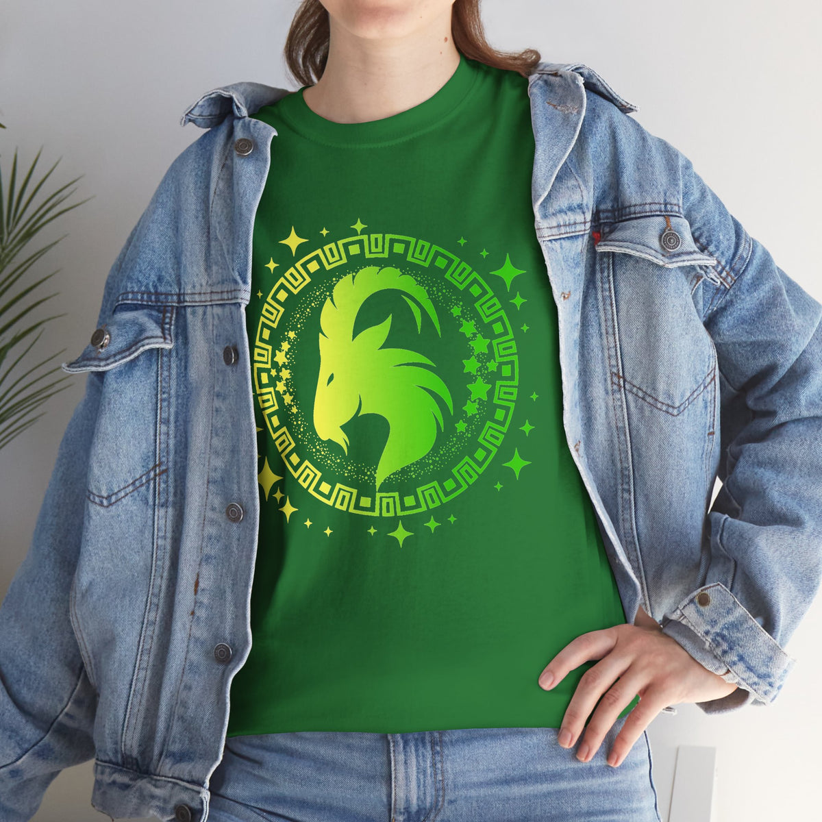 Tribal Circle Capricorn Goat Unisex Heavy Cotton Tee