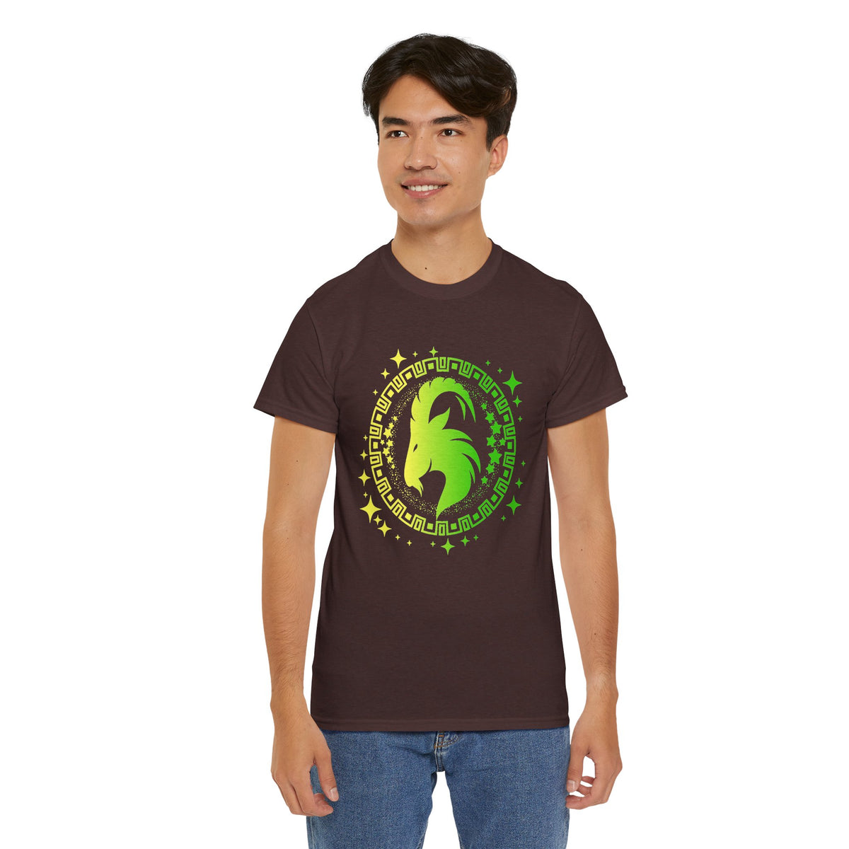 Tribal Circle Capricorn Goat Unisex Heavy Cotton Tee