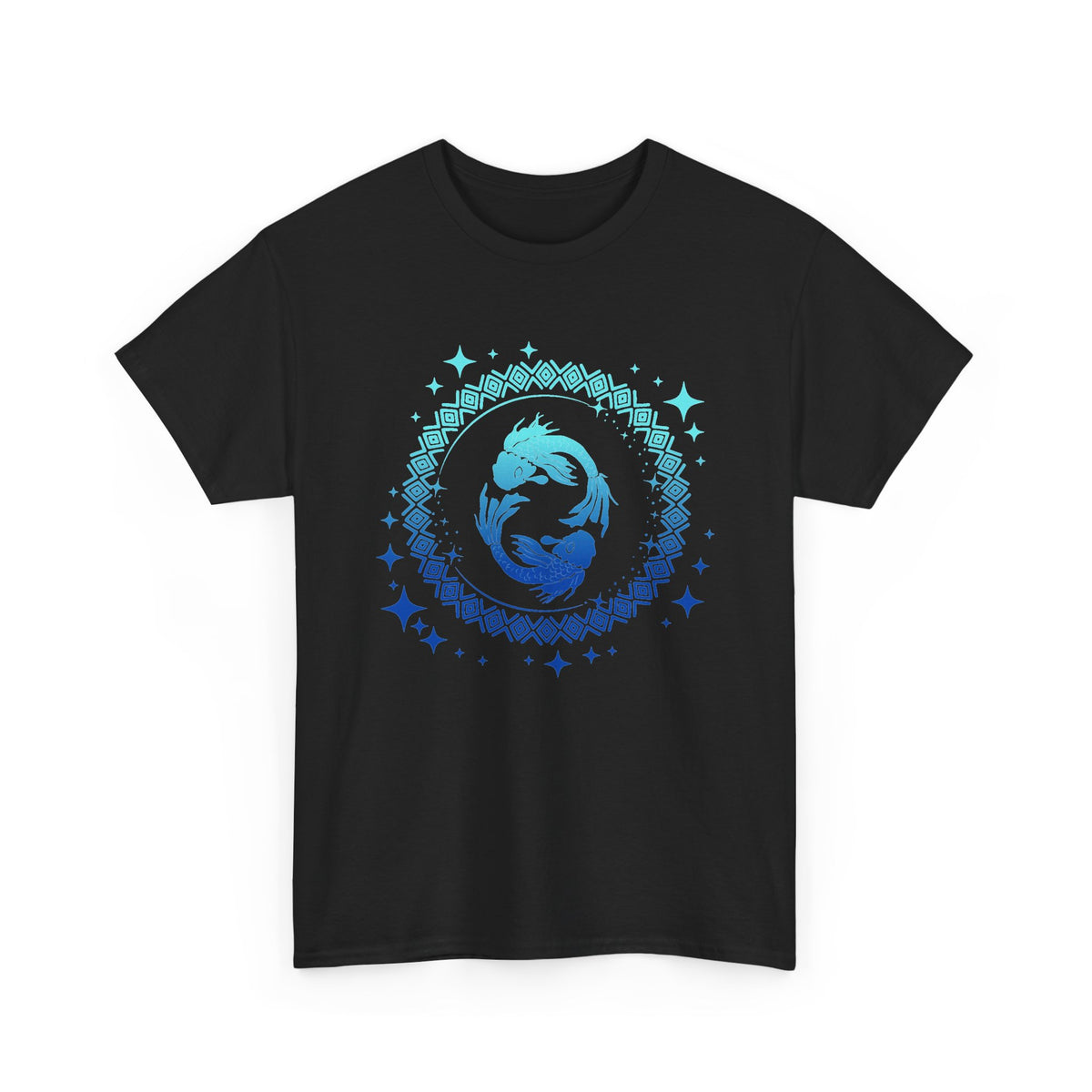 Tribal Circle Pisces Twin Fish Unisex Heavy Cotton Tee