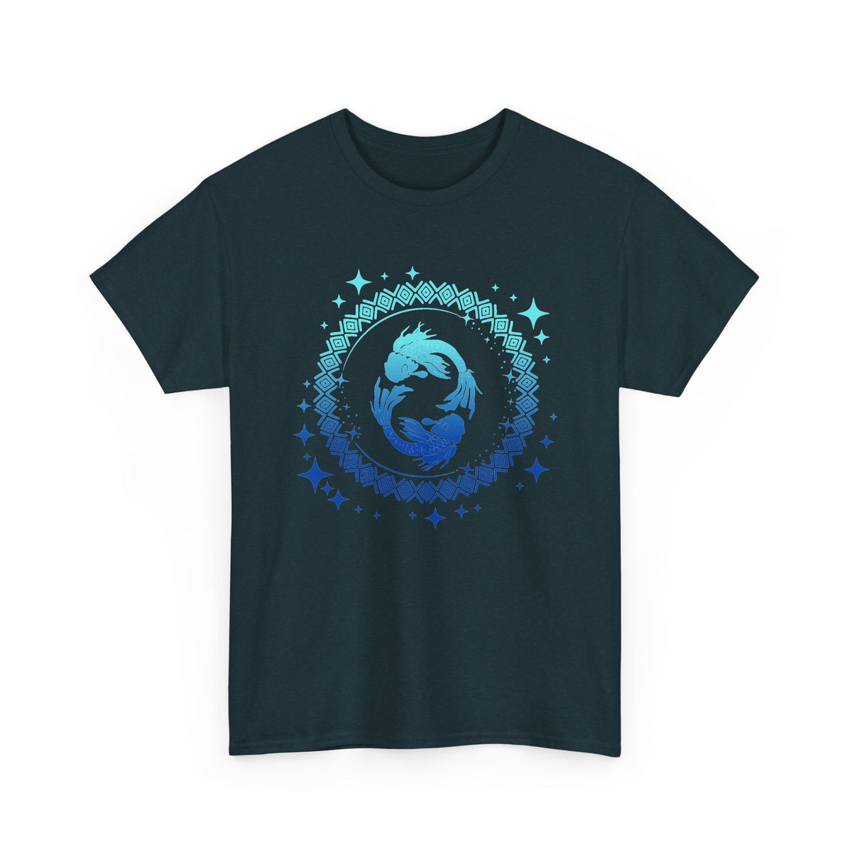 Tribal Circle Pisces Twin Fish Unisex Heavy Cotton Tee