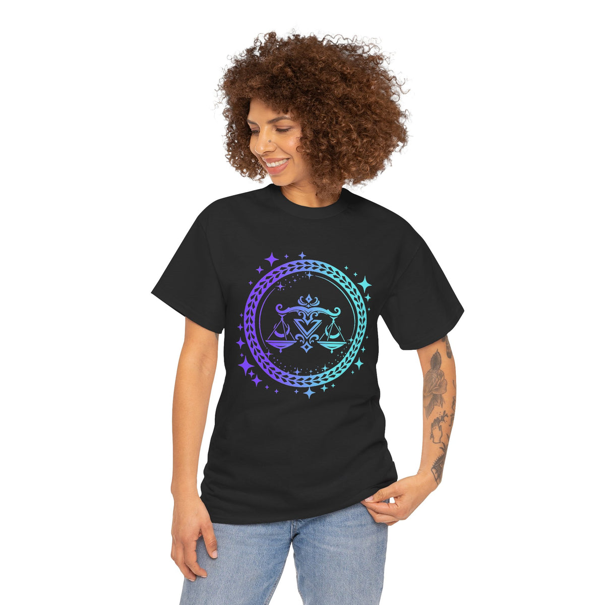 Tribal Circle Libra Scales Unisex Heavy Cotton Tee