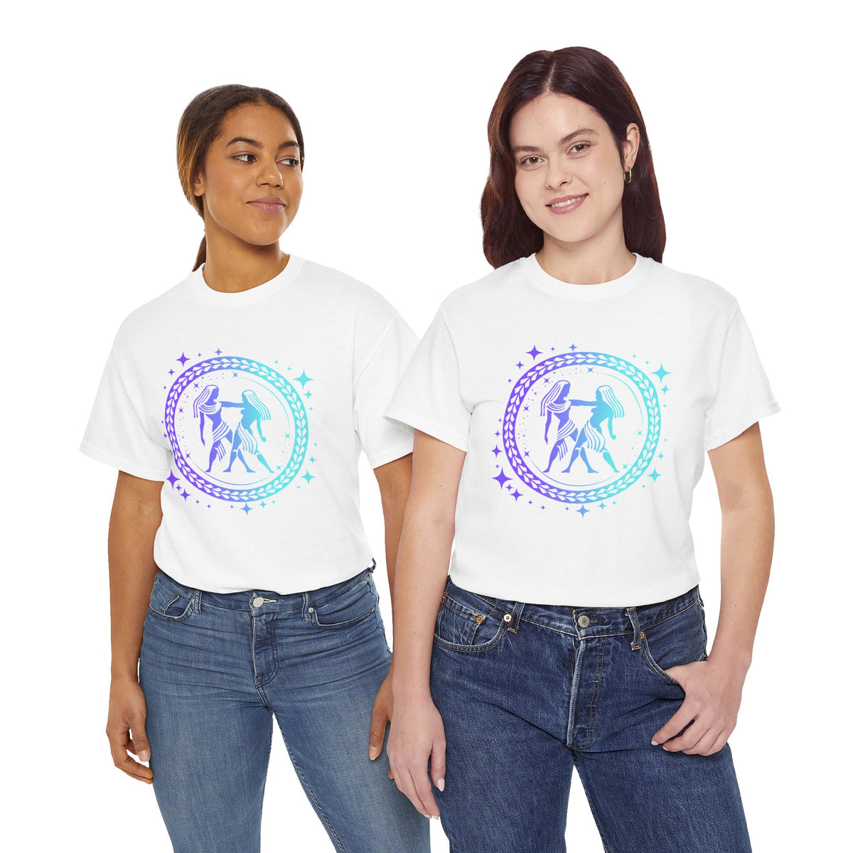 Tribal Circle Gemini Twins Unisex Heavy Cotton Tee
