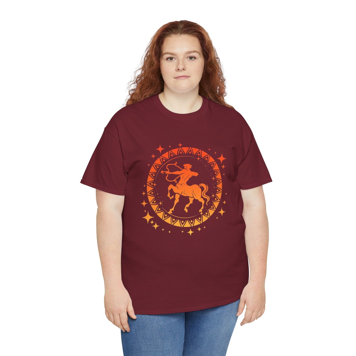 Tribal Circle Sagittarius Archer Unisex Heavy Cotton Tee