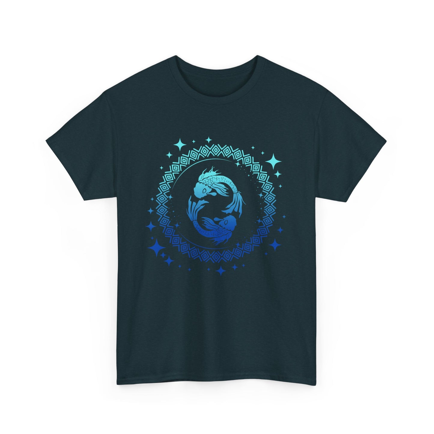 Tribal Circle Pisces Twin Fish Unisex Heavy Cotton Tee