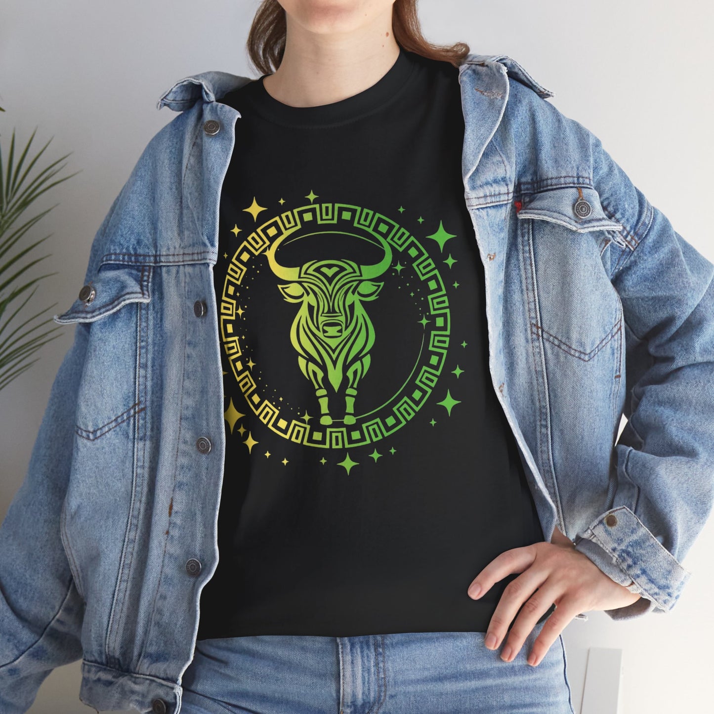 Tribal Circle Taurus Bull Unisex Heavy Cotton Tee